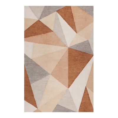 Tappeto grafico a pelo corto toni di mattone, salmone e grigio 140x200