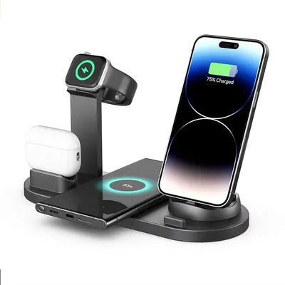 Station de charge sans fil 7-en-1 pour iPhone 17-12 Pro Max, Apple Watch, AirPods Pro, iWatch 8 7 – Station de charge rapide