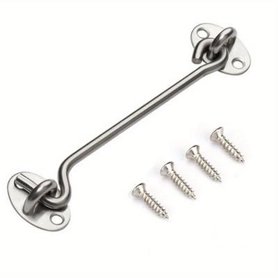 TEMU 1 Set Thickened 4-inch/6-inch Stainless Steel Door And Window Hooks, Windproof Hooks For Doors And Windows, Furniture Hardware