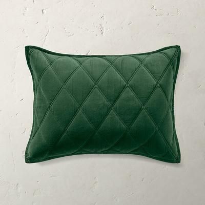 Bliss Velvet Diamond Stitched Sham - Standard, Emerald - Grandin Road