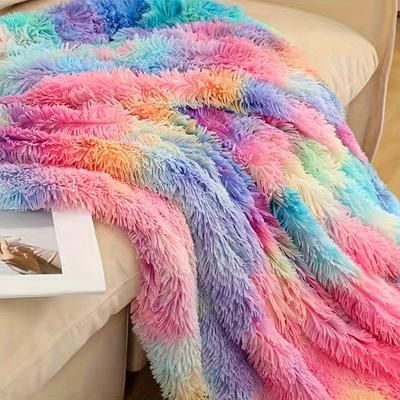 TEMU 1cp Fur Throw Blanket | Cozy Plush Coral Fleece | Thick Warm Winter Sofa Cover | Single Office Nap Blanket | Contemporary Style | Home Decor