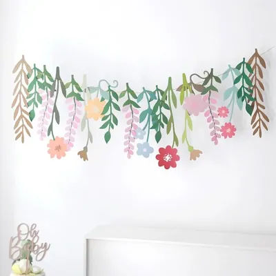 Children's Day Mother's Day Spring Flower Plants Banner Kids Favor Bedroom Decor Happy Spring Theme Birthday Party Decor