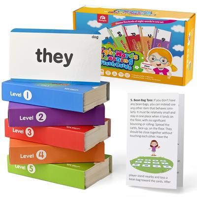 TEMU Coogam 520 Sight Words Learning Vocabulary Flash Cards, Dolch Fry High Frequency Sight Word Educational Toy For Pre-k Kindergarten 1st 2nd 3rd Grade Homeschool, Back-to-school Season Gift