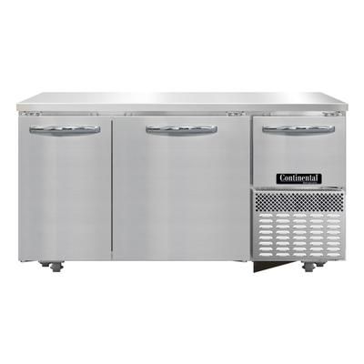 Continental FA60SN-U 60"W Undercounter Freezer w/ 3 Sections & 3 Doors, 115v, Reach-in, Stainless Steel
