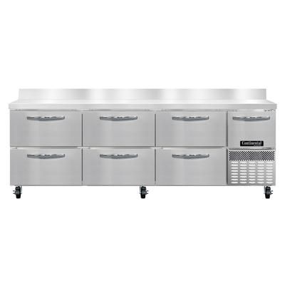 Continental RA93SNBS-D 93"W Worktop Refrigerator w/ 4 Sections, 4 Door, 4 Drawers, 115v, Stainless Steel