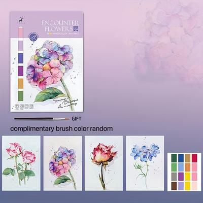 TEMU 4 Sheets/1 Painting Book With Watercolor Paint 11.46in*8.27in Diy Gouache Graffiti Painting Book Watercolor Coloring Papercreative Gift