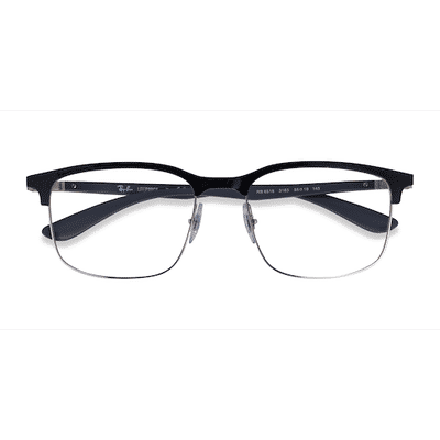 Unisex s square Black Silver Metal Prescription eyeglasses - Eyebuydirect s Ray-Ban RB6518 Liteforce