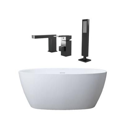 Randolph Morris Luna 67 Inch Matte White Acrylic Double Ended Freestanding Tub and Faucet Package RMD68-MBF7