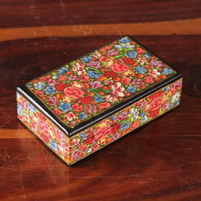 'Spring-Themed Hand-Painted Papier Mache Decorative Box'
