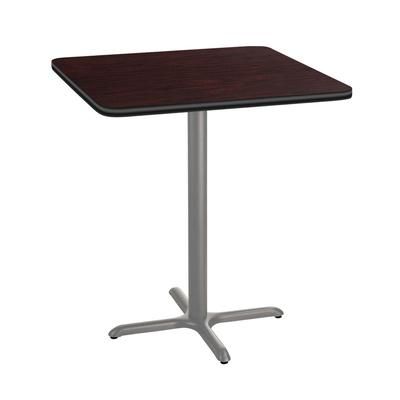 National Public Seating CTG33636XBPBTMMY 36" Square Bar Height Table - Mahogany Laminate Top, Steel Base