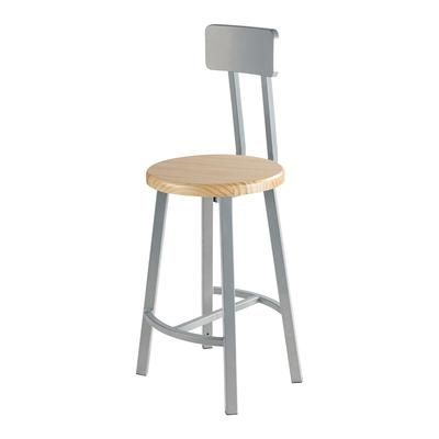 National Public Seating TTSG24B-BB Round Stool w/ Solid Back & Butcherblock Seat, Gray
