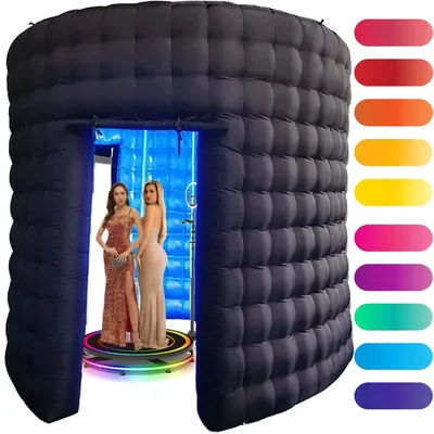 360 Photo Booth Background Wall Inflatable RGB Light Background, LED Inflatable Booth Fence, 118 inches For Event Party