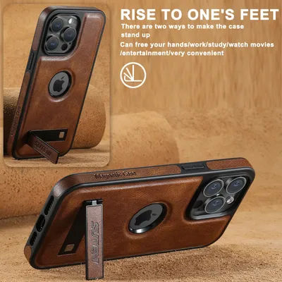 SUTENI Luxury PU Leather MagSafe Magnetic Wireless Charging Case Stand Phone Case For iPhone 16 Pro