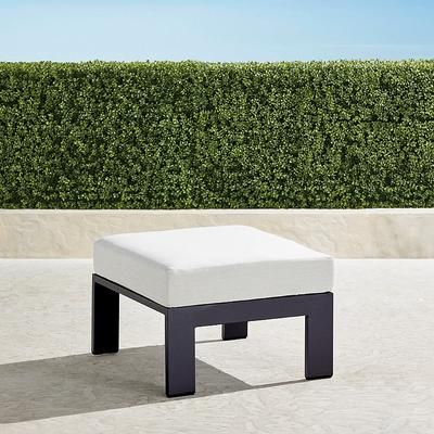 Calhoun Ottoman with Cushion in Matte Black Aluminum - Standard, Nimble Cloud - Frontgate