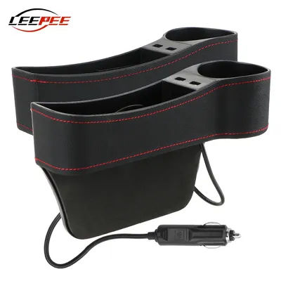 Mallette de rangement universelle pour voiture, boîte d'espacement de siège avec chargeur USB, adaptateur 3.0, support de téléphone, support de verre, organisateur d'accessoires automobiles