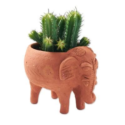 Elephant Garden,'Terracotta Clay Elephant Planter from India'