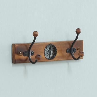 'Floral Jali-Style Openwork Beech Wood and Iron Coat Rack'