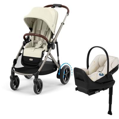 Cybex eGazelle S + Cloud G Lux SensorSafe Travel System Bundle - Taupe Frame / Seashell Beige / Seas