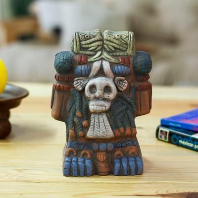 Coatlicue Spirit,'Painted Folk Art Traditional Coatlicue Ceramic Sculpture'