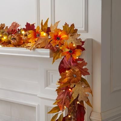6-ft. Pre-lit Harvest Daisy Garland by BrylaneHome in Daisy
