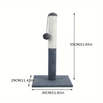 TEMU Tall 55cm Cat Scratching Post, Natural Sisal Pole And Carpet Covered With Ball Toy Play