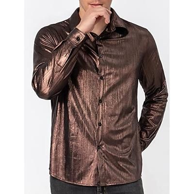 Disco Anni '80 Metallico Lucido Blusa / Camicia Mascherata Disco Tinta unica Costume Per uomo Costume di Carnevale Mascherata Festa / Sera Parata dell'Orgoglio Mese dell'orgoglio Adulti Camicia