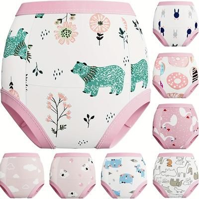 TEMU 8pcs Potty Training Underwear, Toddler Absorbent Training Pants, Toddlers Pee Training Diaper Underwear Girl, As , Chrismas Gift