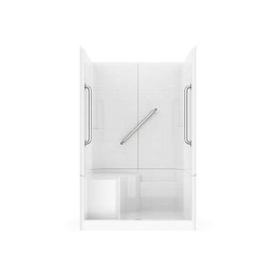 LaurelMountain Spencer 48 x 36 AcrylX Alcove Center Drain Three-Piece Shower in Biscuit LM3648SH1S3PLBIS
