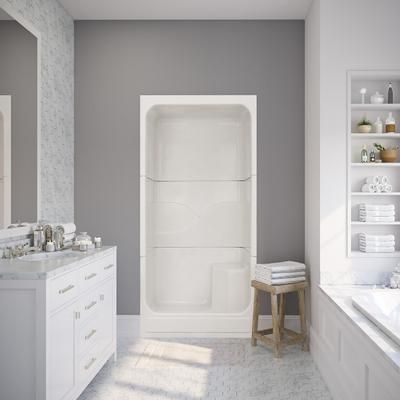 LaurelMountain Gretna 48 x 36 AcrylX Alcove Center Drain Three-Piece Shower in White A4836SH3PSBR064