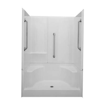 LaurelMountain Amherst 60 x 34 AcrylX Alcove Center Drain Three-Piece Shower in White 6034SH2S3PSC064