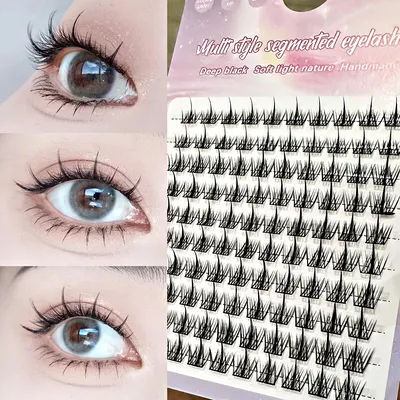 10 Rows Manga Lashes Artificial Eyelashes Large Capacity Korean Makeup Natural Strands Eyelash Book Cosplay DIY Lash Clusters