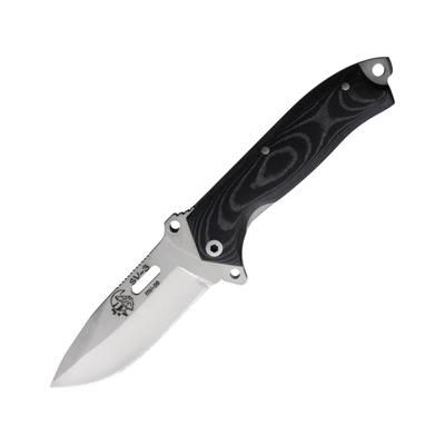 J&V Adventure Knives SV3 Folding Knife 4.5in Closed 3.38in Satin MV-58 Stainless Steel Blade Black Micarta Handle Black Nylon Belt Sheath 1222-M1-COR