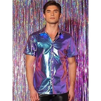 Metallico Anni '80 Lattice Lucido Camicia Disco Costume Per uomo Costume di Carnevale Halloween Carnevale Mascherata Festa / Sera Parata dell'Orgoglio Mese dell'orgoglio Adulti Camicia