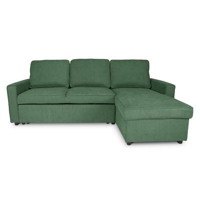 Divano letto angolare chaise longue convertibile dx/sx verde abete