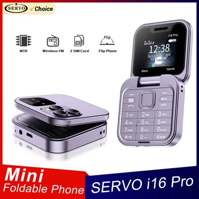 SERVO Small Foldable Mobile Phones FM Radio Speed Dial Magic Voice Blacklist Dual SIM cards 1.77" Screen Type-C Flip Cellphones
