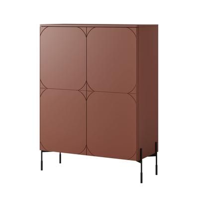 Credenza 2 ante con piede in metallo bordeaux 124x140 cm