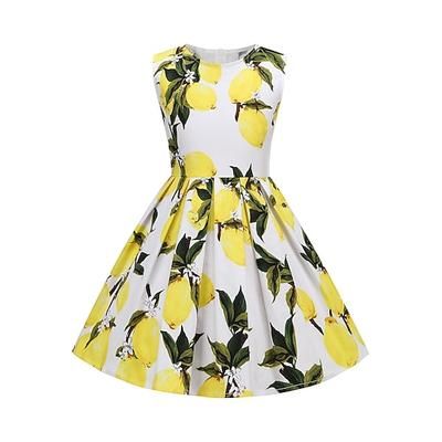 Giornata dell'indipendenza Anni 1950 Retrò Vintage Vestito Abito Swing Vestito Svasato Floreale Costume Ragazze Mascherata Casual Quotidiano Addio al Nubilato Bambini Vestito Abiti per il ritorno