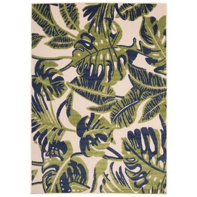 Tappeto interni esterni 3d verde crema nero foglie 200x300cm