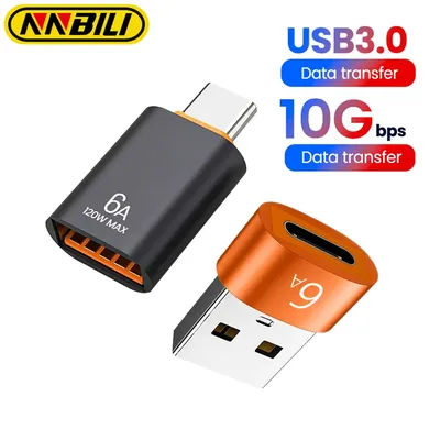 NNBILI 6A Type C To USB 3.0 OTG Adapter USB C Female To USB Male Converter For MacBook Pro Samsung