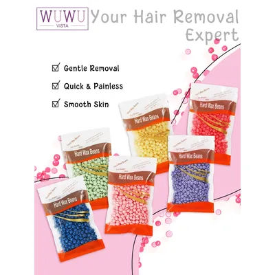 WUWUVISTA 100g/3.52oz Hot Wax Hair Removal Depilatory Waxing hard Beans for Wax Heater Painless for all Hairs Removal Beans