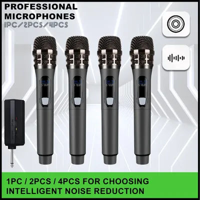 4PCS/2PCS/1PC Wireless Microphone 4 Channels UHF Professional Handheld Mic For Party Karaoke Professional Church Show Meeting