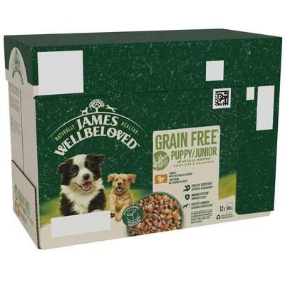 12x90g Puppy/Junior Turkey & Vegetables Grain-Free Pouches James Wellbeloved Wet Dog Food