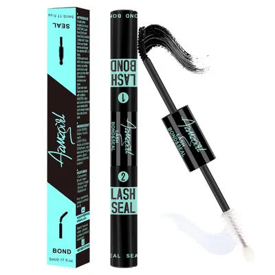 Amzgirl Lash Waterproof Bond and Seal Eyelash Cluster Glue10ml Long Lasting 72 Hours Black Cluster Lash Glue + Lash Seal 2 in 1
