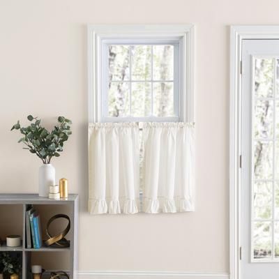 Wide Width Classic Wide Ruffle Ruffled Tier by Ellis Curtains in Natural (Size 84" W 36" L)