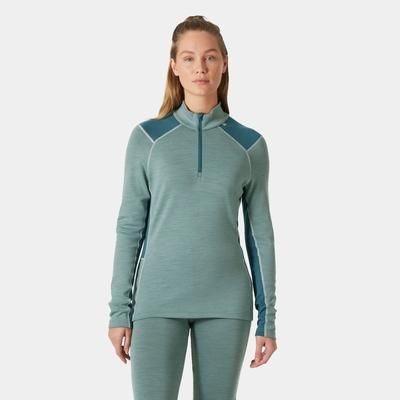 Helly Hansen Women's Lifa Merino Midweight 1/2 Zip Base Layer Green XS