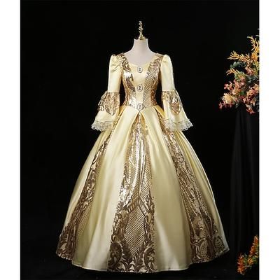 Gotico Vittoriano Ispirato al vintage Vestito Costume da festa Abito da Ballo Principessa Shakespeare Tinta unica Abito da ballo Costume Per donna Reale Halloween Carnevale San Valentino Festa serale