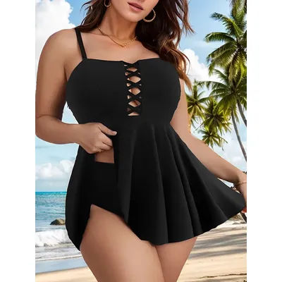 Maillot de bain tankini 2 pièces grande taille ajouré 2026 pour femme, taille haute, pour la plage