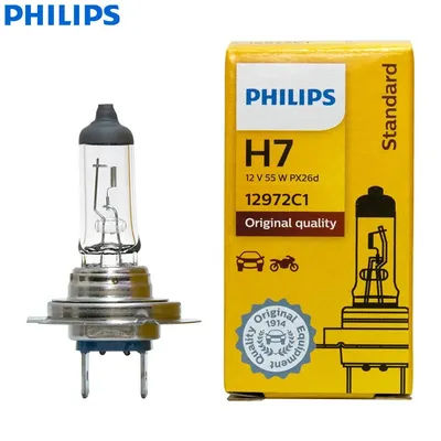 Philips H7 Standard Vision 12V 55W PX26d Lampada frontale per auto Luce automatica originale Sostituzione originale Fascio alto e basso ECE 12972C1