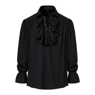 Punk Gotico Medievale Rinascimento Blusa / Camicia Pirata Cavaliere Tinta unica Costume Per uomo Costumi da pirata Fantasia Reale Mascherata Performance Feste Mascherata Adulti Camicia