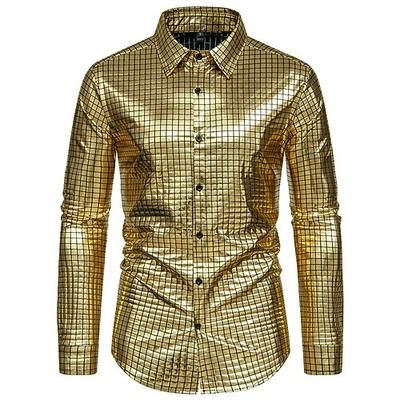 Disco Anni '80 Metallico Lucido Blusa / Camicia Mascherata Disco A quadri Costume Per uomo Costume di Carnevale Mascherata Festa / Sera Parata dell'Orgoglio Mese dell'orgoglio Adulti Camicia